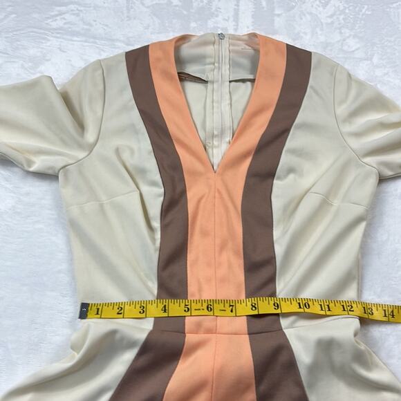 Vintage 70s Unbranded colorblock long sleeved fit and flare disco maxi dress, s - Picture 6 of 11